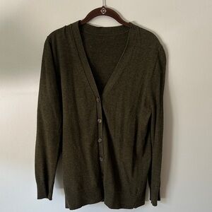 J. Crew Factory Classic Olive Cardigan Sweater